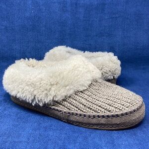 UGG Cozy Knit Sheepskin Wrin Slippers Lined Shearling gray Womens size 9